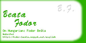 beata fodor business card