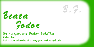 beata fodor business card